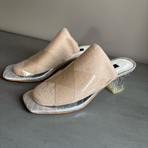 Manxixi Criss- Cross Transparent Clear Block Heel Slip On Shoe Women EU 39 US 8 - Picture 5 of 13